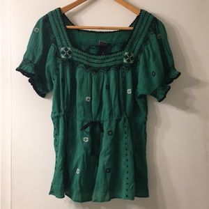 Anthropologie Green Blouse Size 8